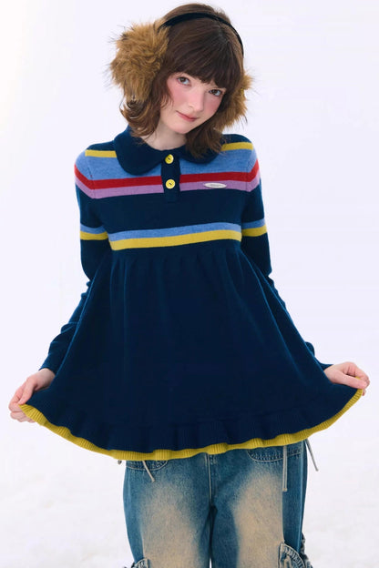 Retro Lace Collar Sweater