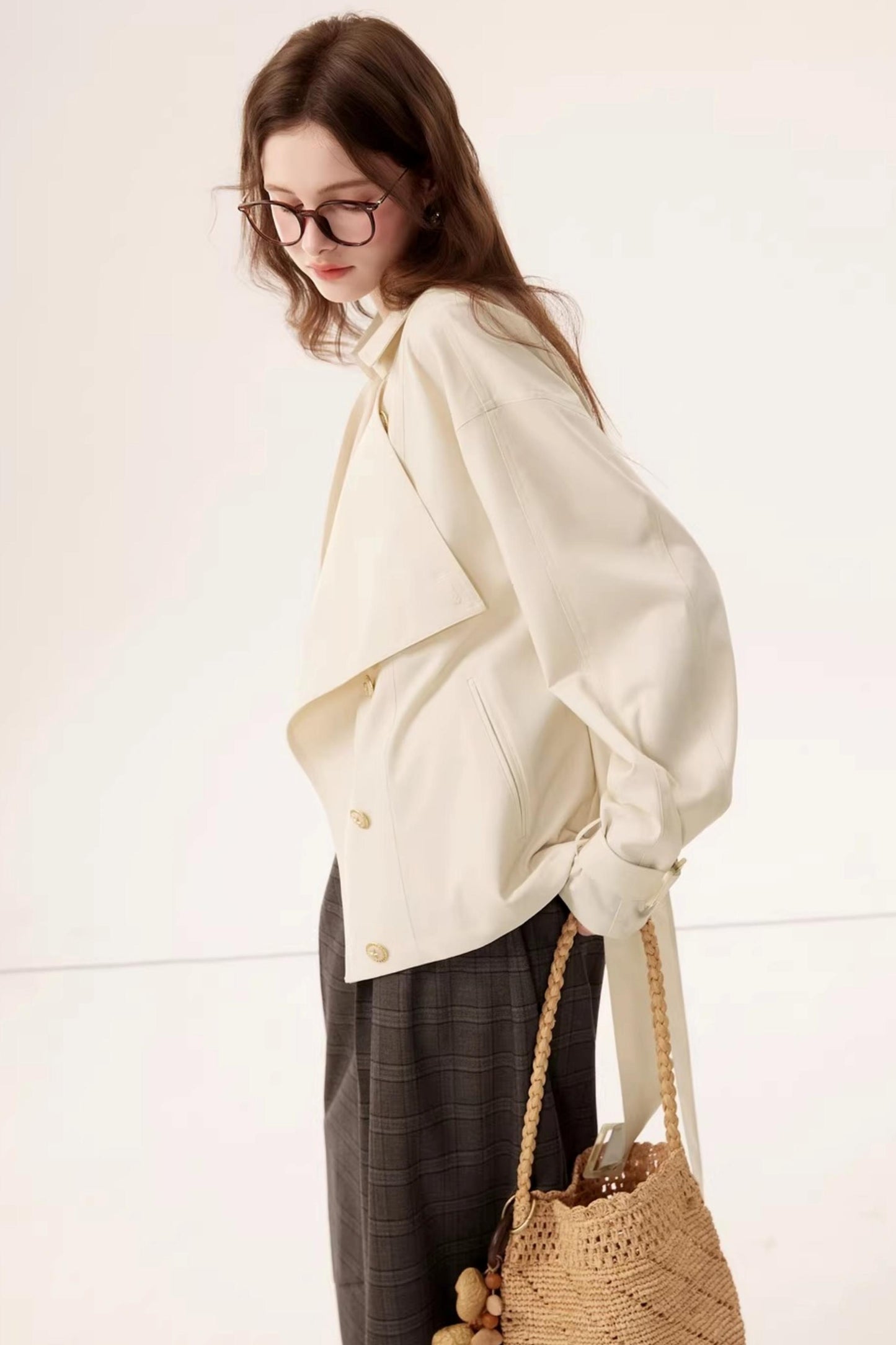 Short Double-Breasted Trench Coat