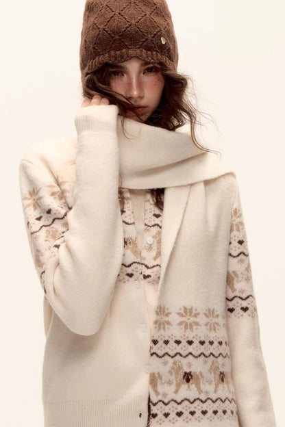 Jacquard Knit Cardigan Set