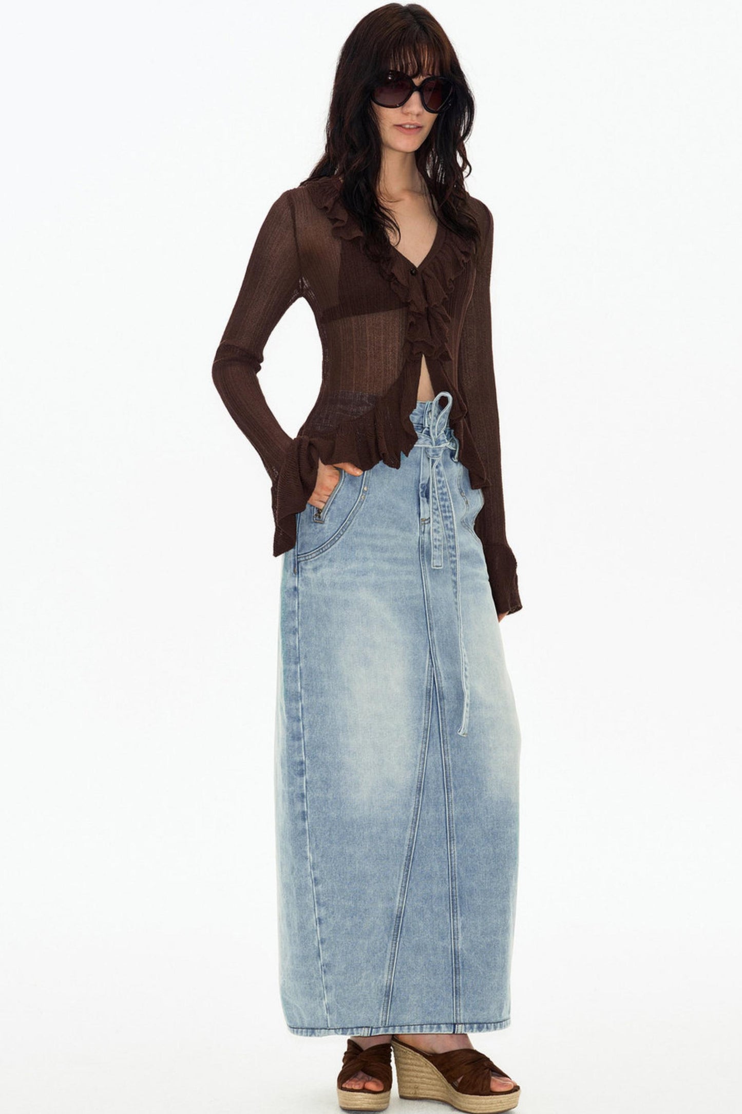 Vintage Washed Denim Skirt