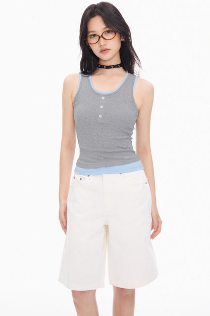 Blue Gray Layered Tank Top