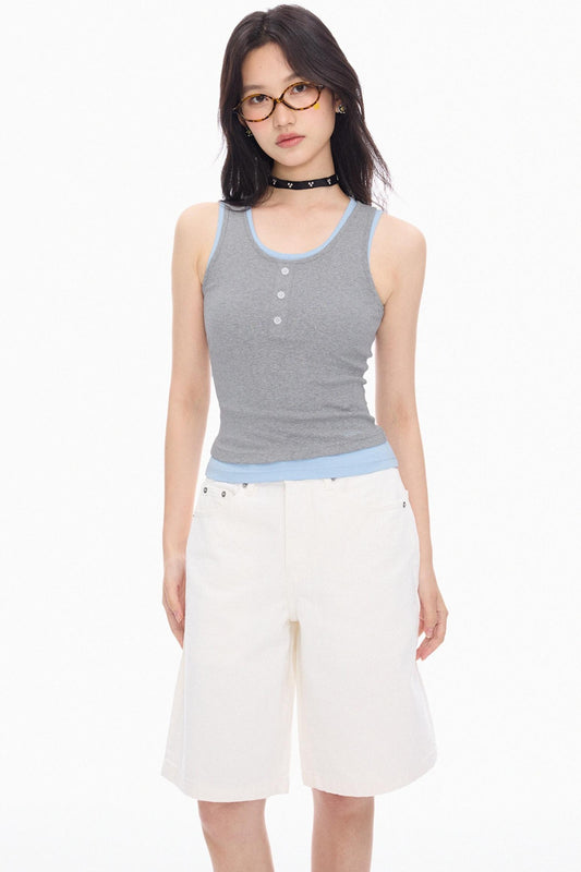 Blue Gray Layered Tank Top