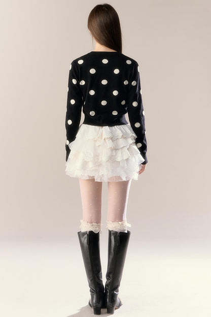 Velvet Polka Dot Cardigan