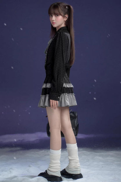 Dark Gray Polka Dot Dress