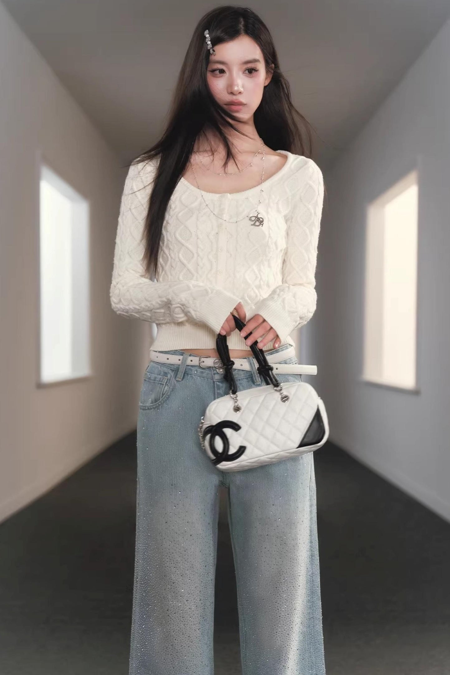 Slimming Cable Knit Sweater