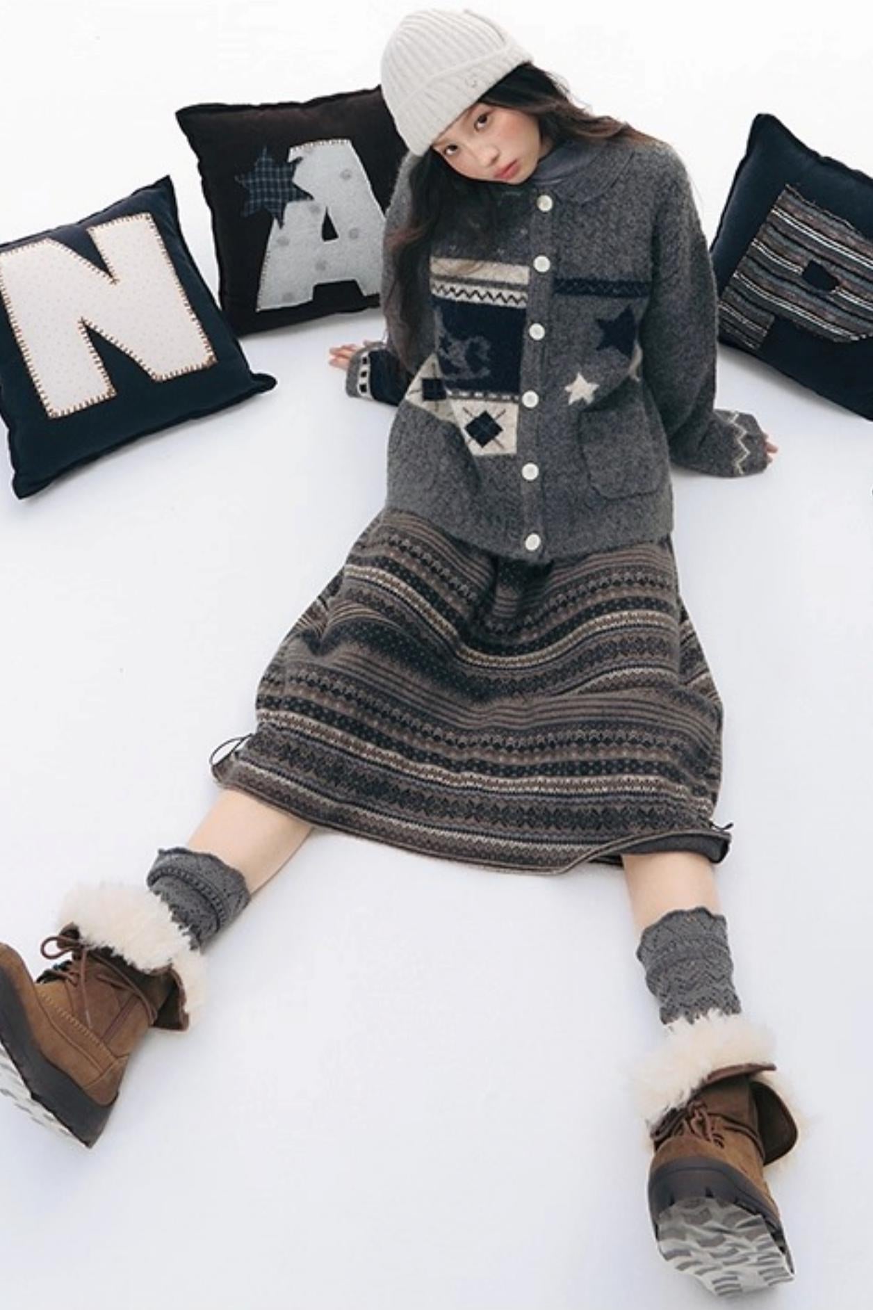 Doll Collar Knitted Cardigan