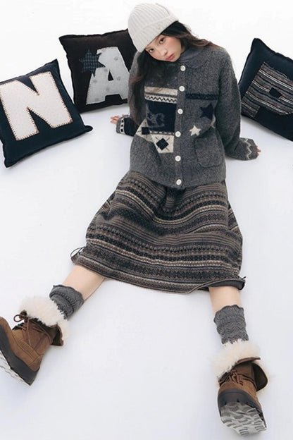 Doll Collar Knitted Cardigan