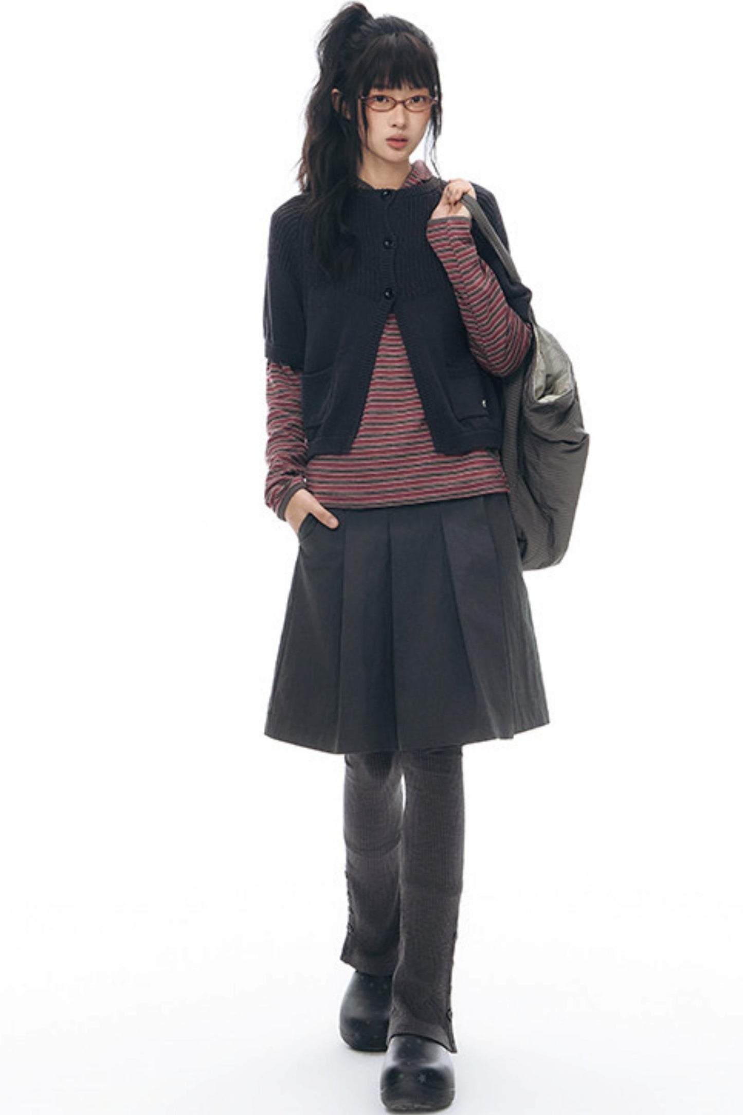 Vintage-Strickjacke mit mittellangen Ärmeln