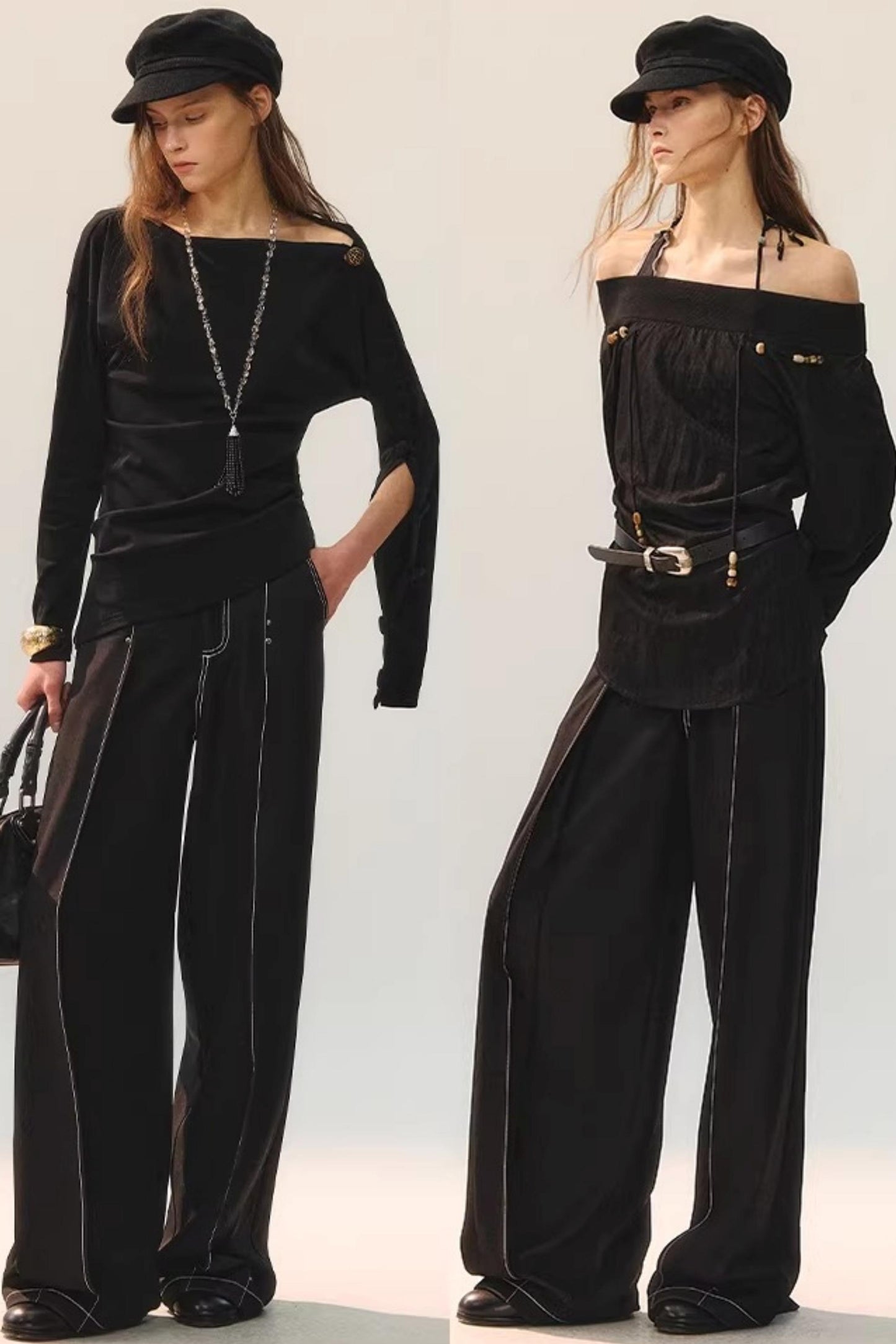 Double Pleated Wide-Leg Pants