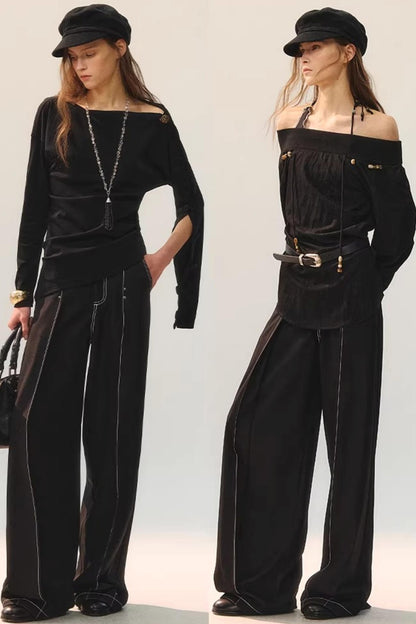 Double Pleated Wide-Leg Pants