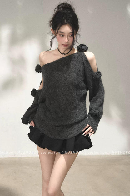 Asymmetrical Wool Mohair Knit Top