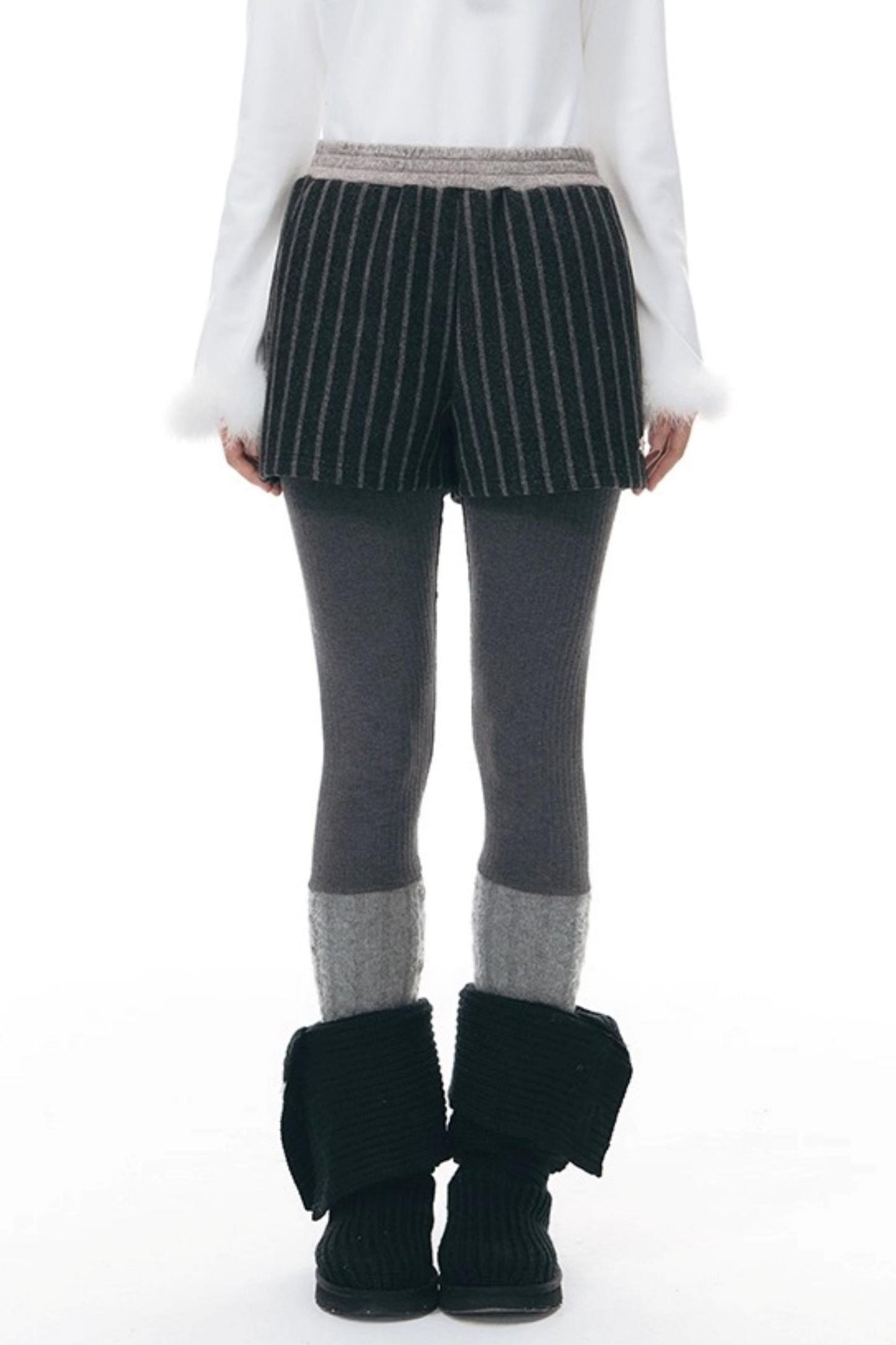 Patchwork Tweed Bootcut Shorts