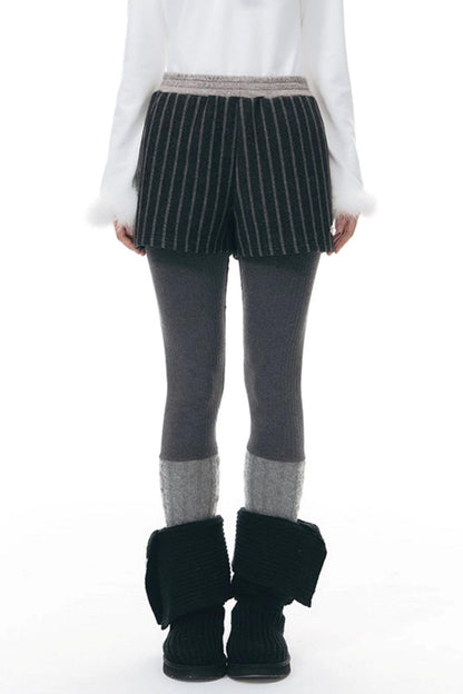 Patchwork Tweed Bootcut Shorts