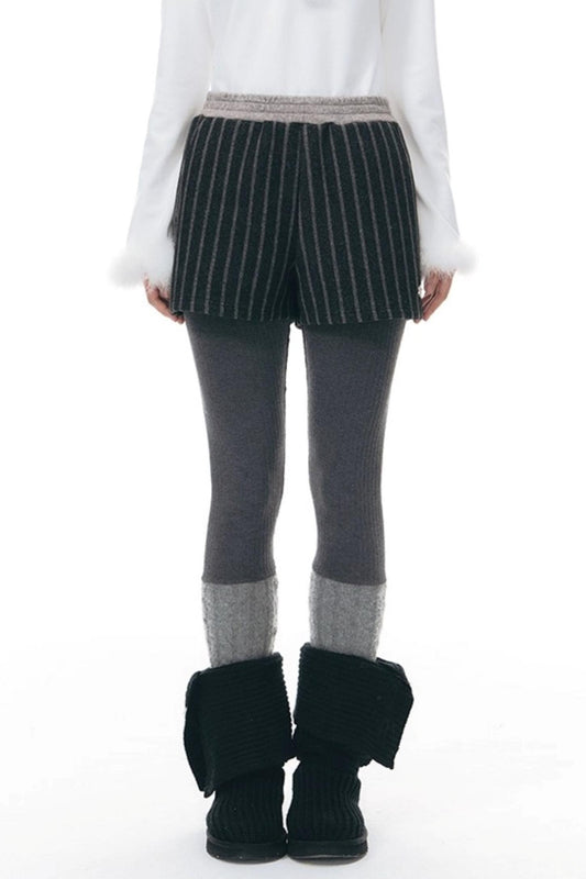 Patchwork Tweed Bootcut Shorts