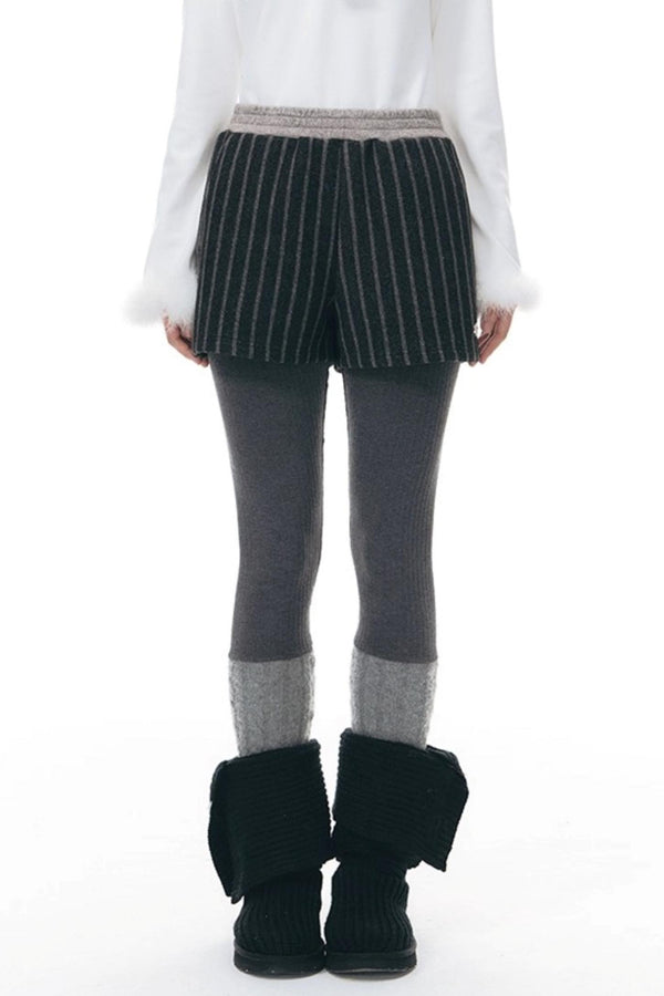 Patchwork Tweed Bootcut Shorts