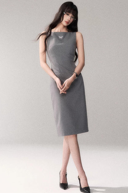 Siren schulterfreies graues Kleid