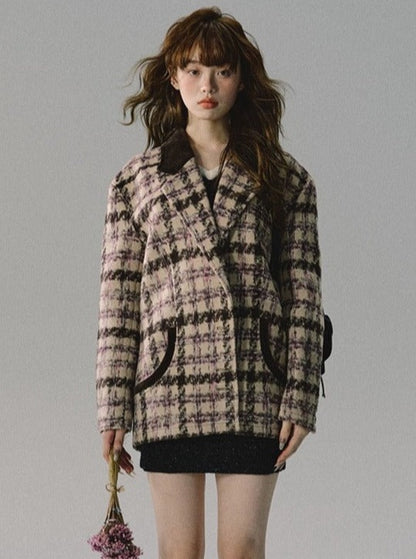 Vintage embroidered khaki check Coat