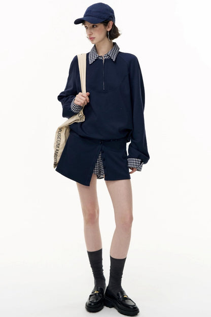 Patchwork Pullover Sweatshirt Set-Up