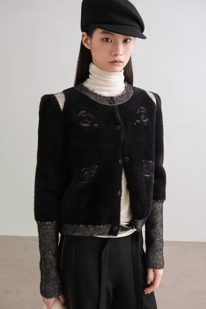 Scattered Roses Jacquard Cardigan