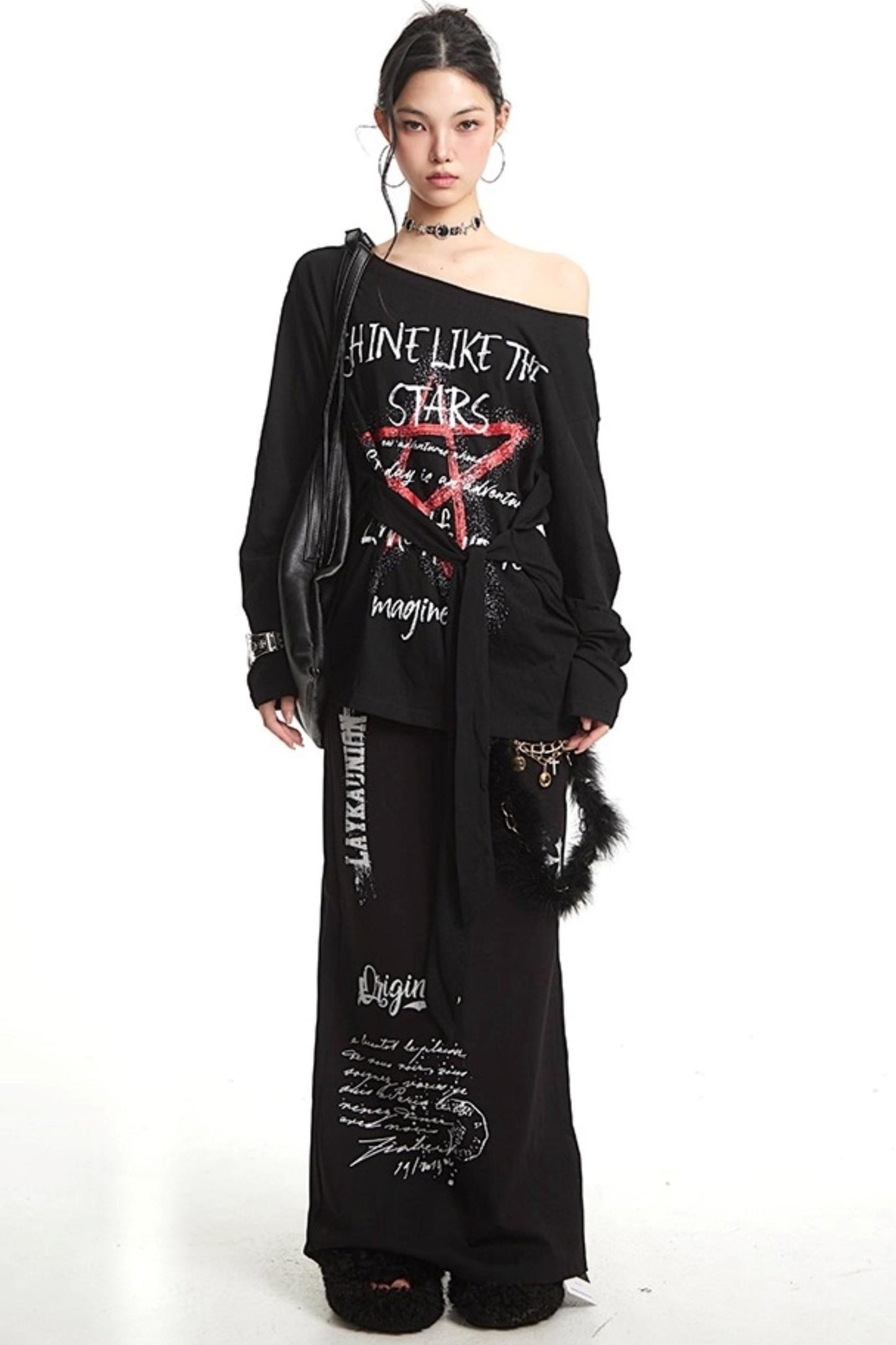 Vintage Cross Print Straight Skirt