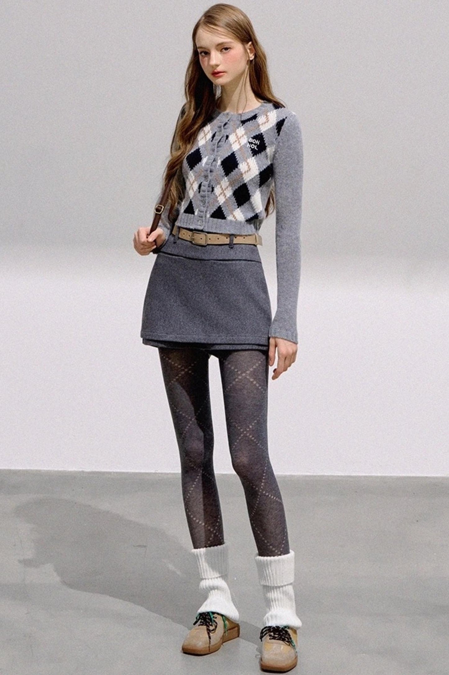 Collegiate Style Diamond Plaid Sweater