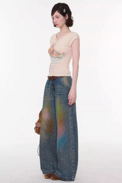 Gradient Rainbow Denim Pants