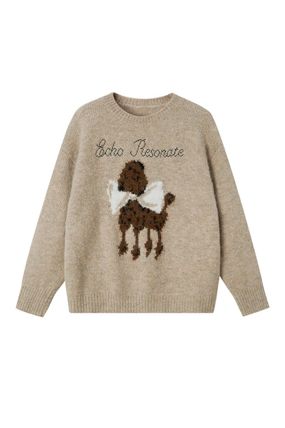 Dog Embroidery Knitted Sweater