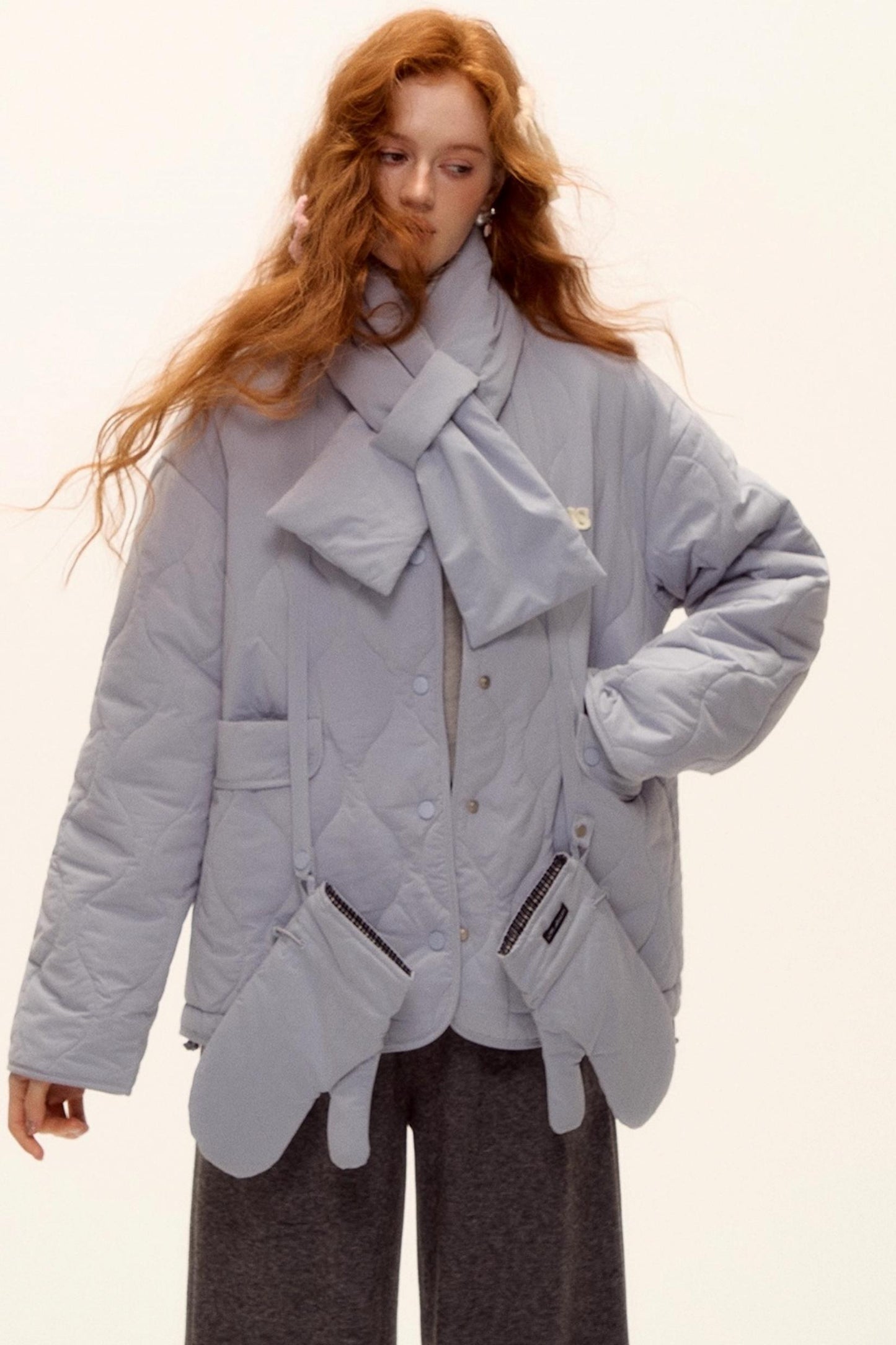 Milk Blue Plaid Cotton Jacket Set