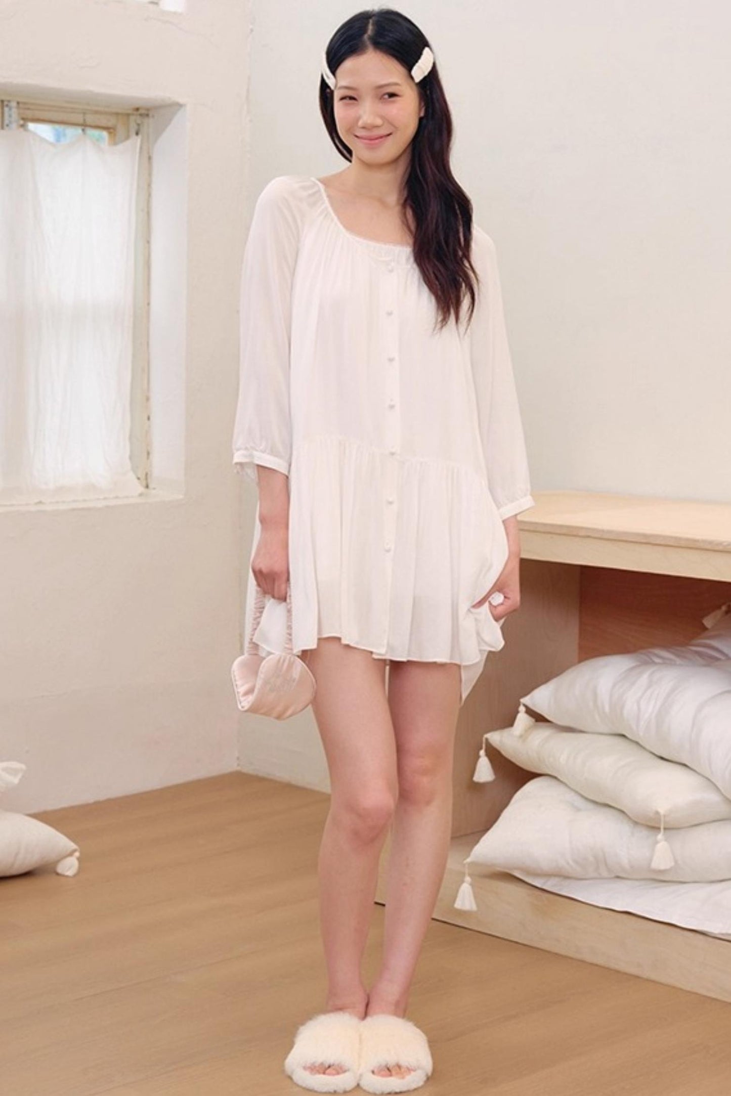 Light Dance Long-Sleeved Shirt Dress