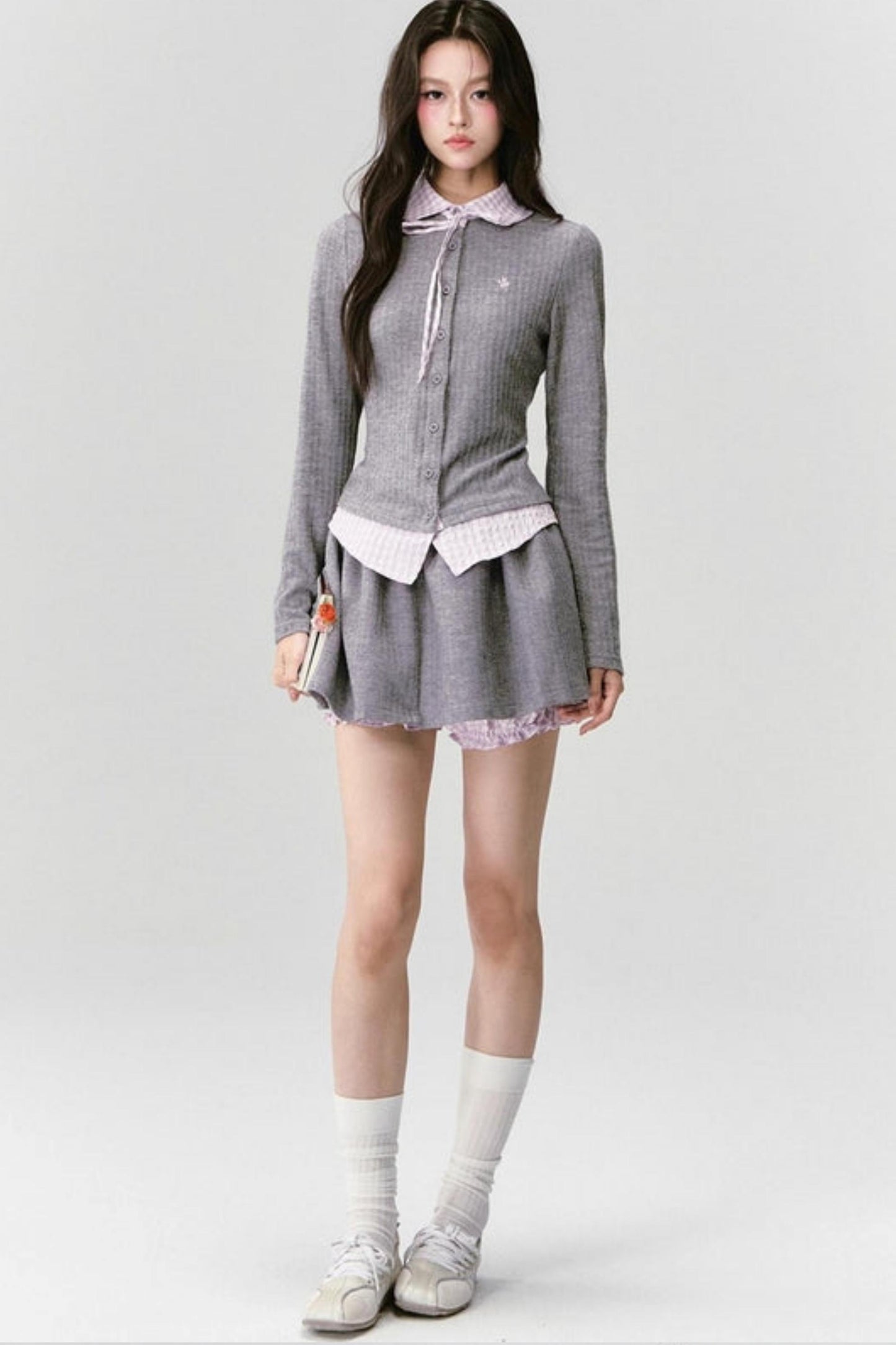 Preppy Blue Stripe Long Sleeves Shirt Set-Up