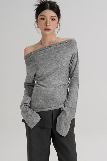 Niche Rivet Long-Sleeved T-Shirt