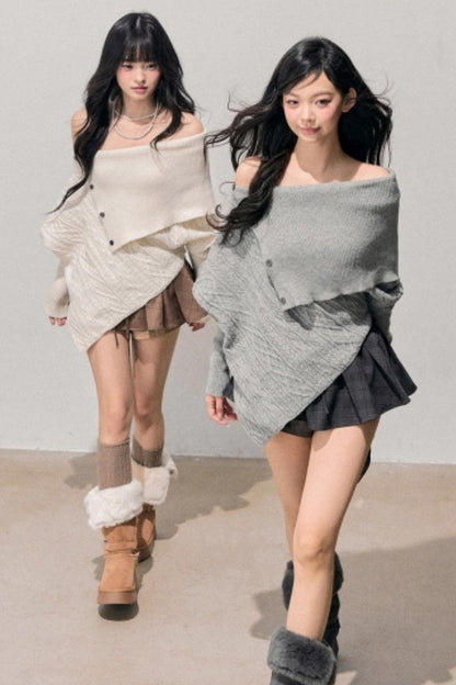 Asymmetrical French Cable Sweater