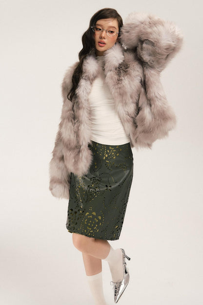 Sassy Vintage Cutout Leather Skirt