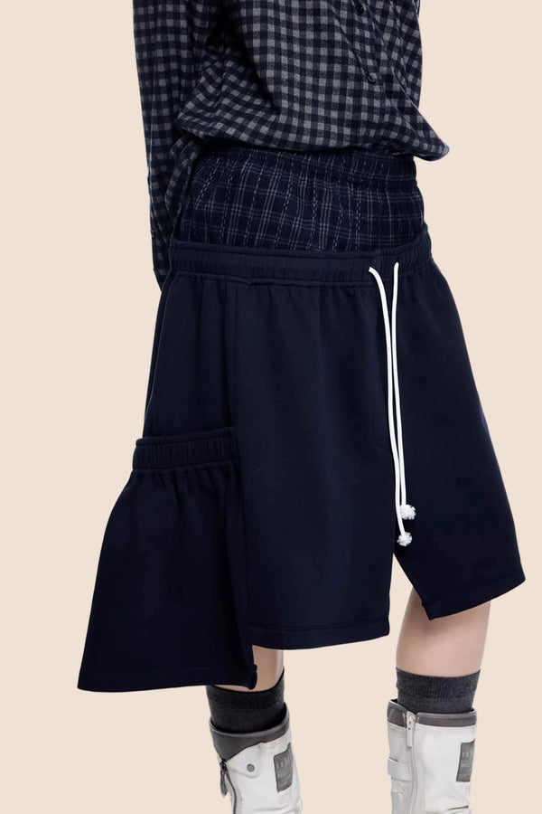 Patchwork Faux Two-Piece Skirt