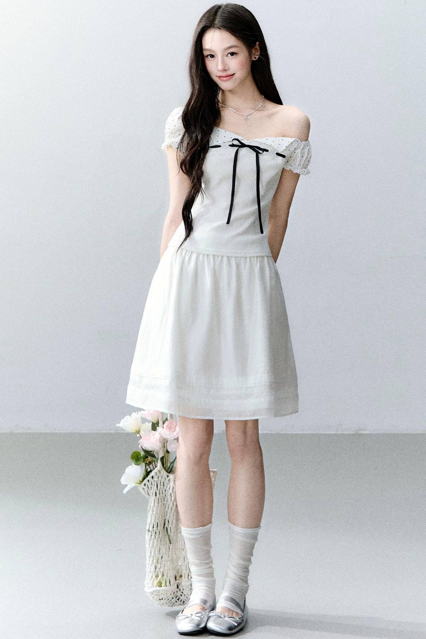 Vintage-Blusen-Set mit asymmetrischem eckigem Ausschnitt