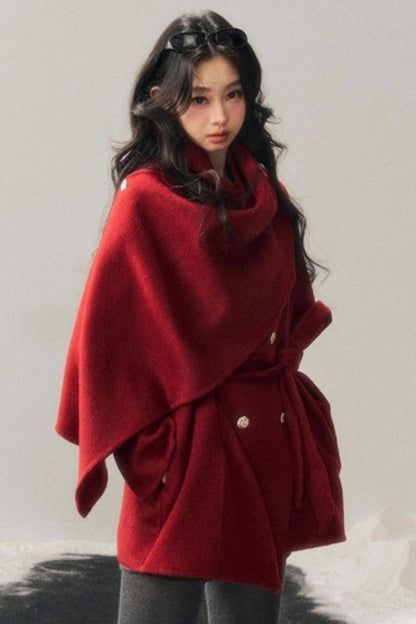 Winter Plaid Wool Coat