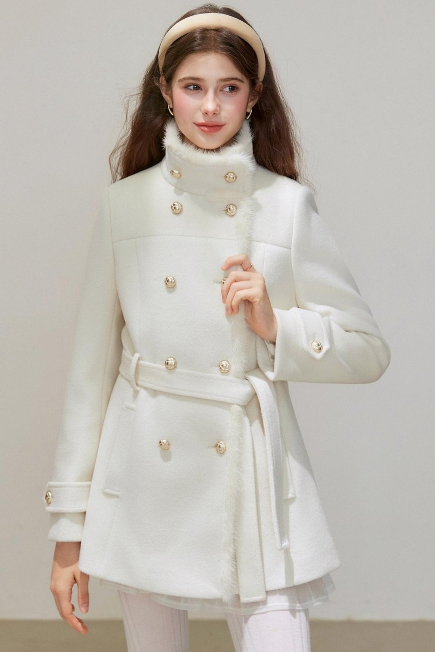 Winter Woolen Waist Slimming Coat