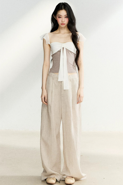 Linen Drape Wide-Leg Pants