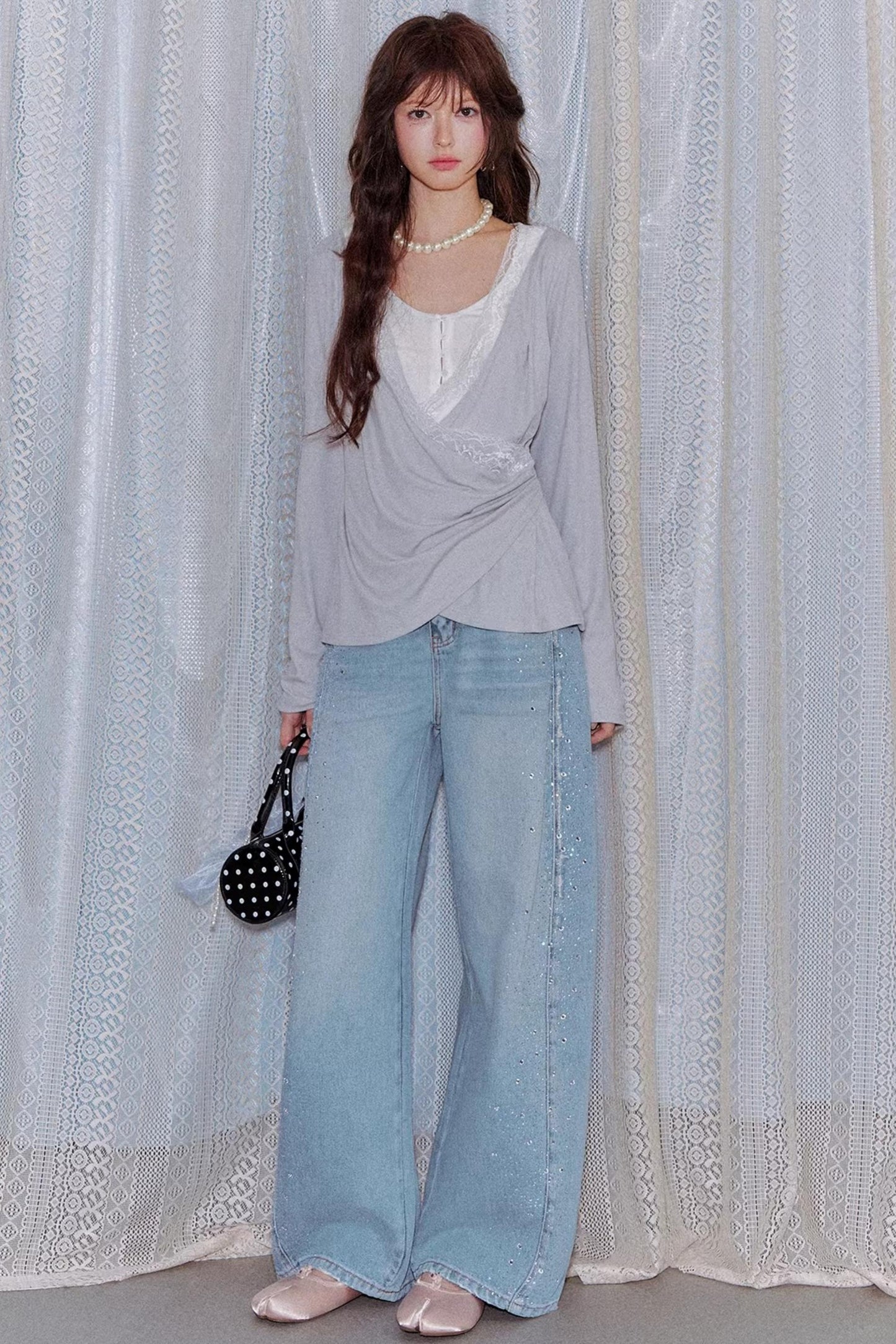 Lyocell Rhinestone Scimitar Pants