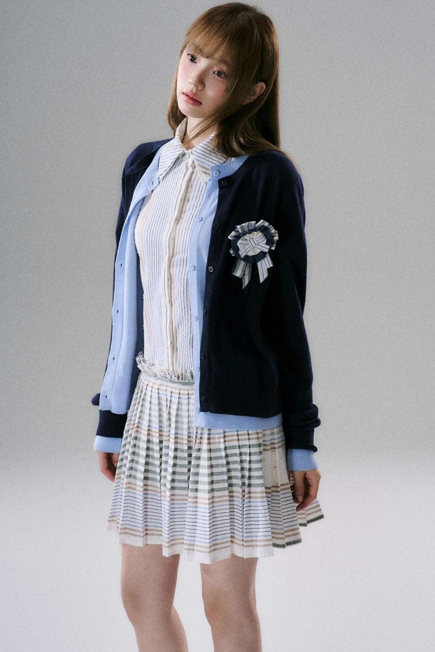 Japanese Sweet Striped Pleated Dress