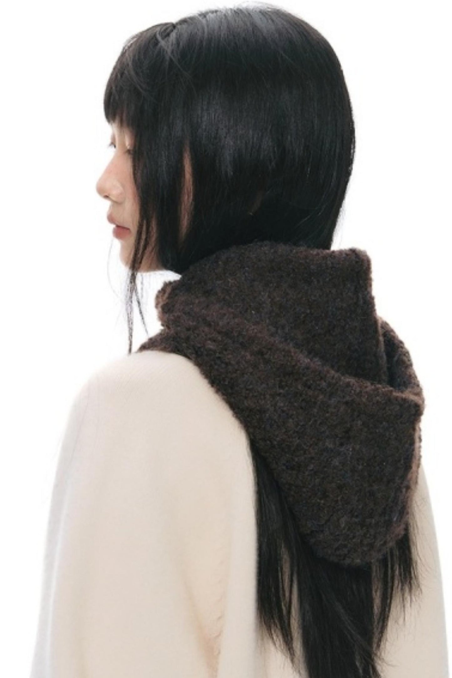 Knit Button Neck Snood Style Hat