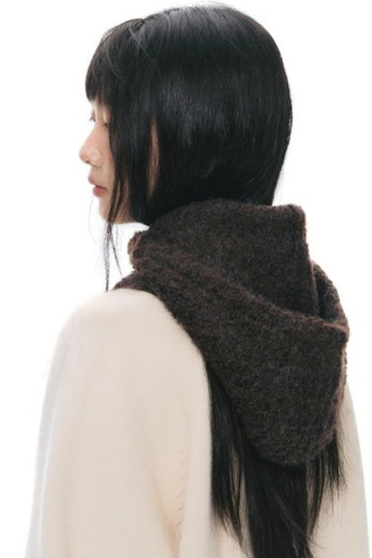 Knit Button Neck Snood Style Hat