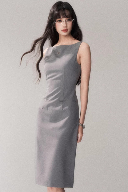 Siren schulterfreies graues Kleid
