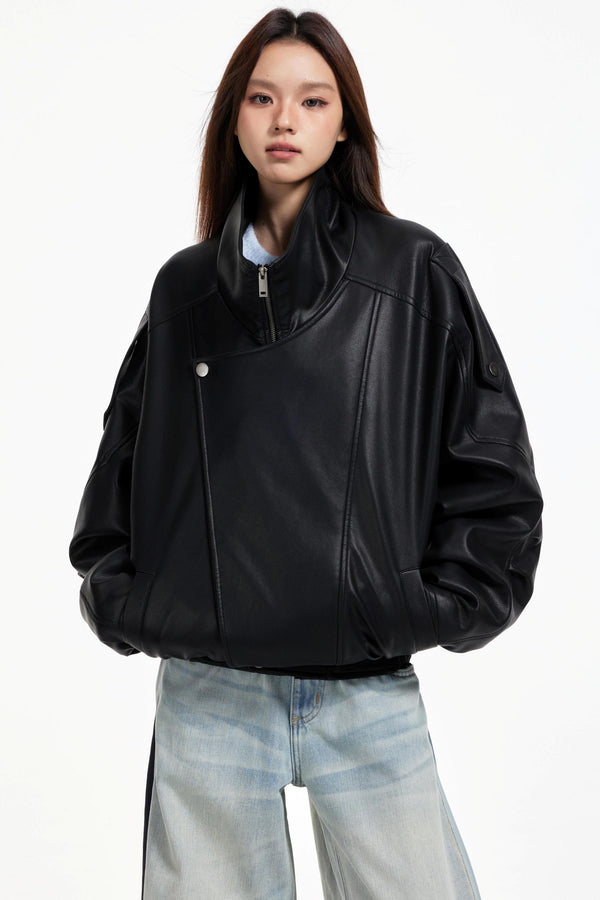 Leather Stand-Up Jacket