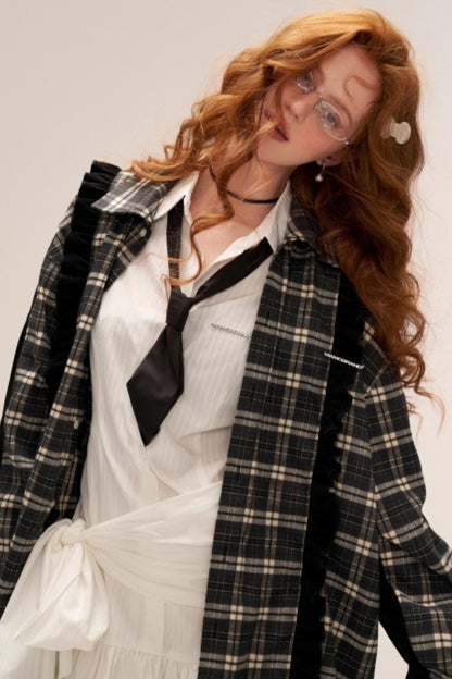 Vintage Patchwork Casual Plaid Shirt