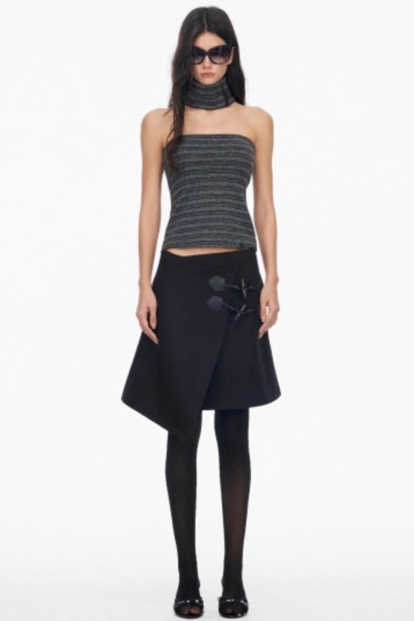 Irregular Toggle Button Skirt