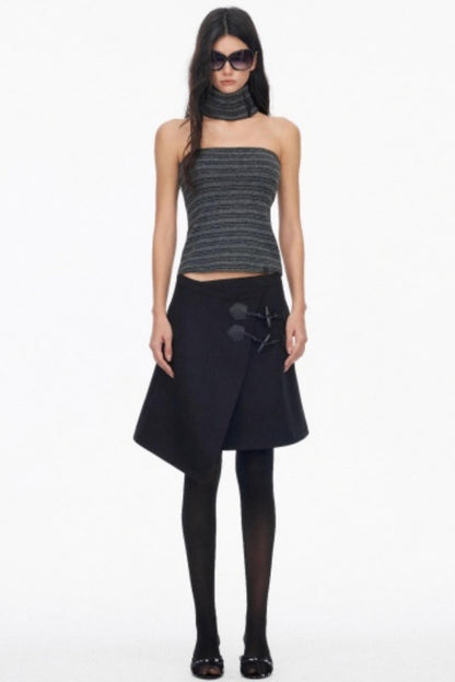 Irregular Toggle Button Skirt