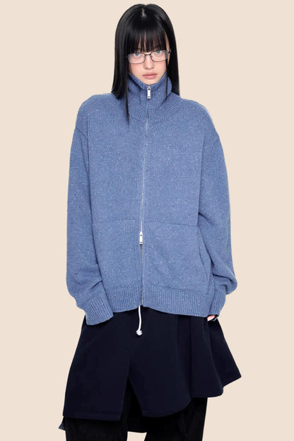 High-Neck Knitted Cardigan