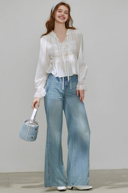 Autumn V-Neck Tencel Shirt