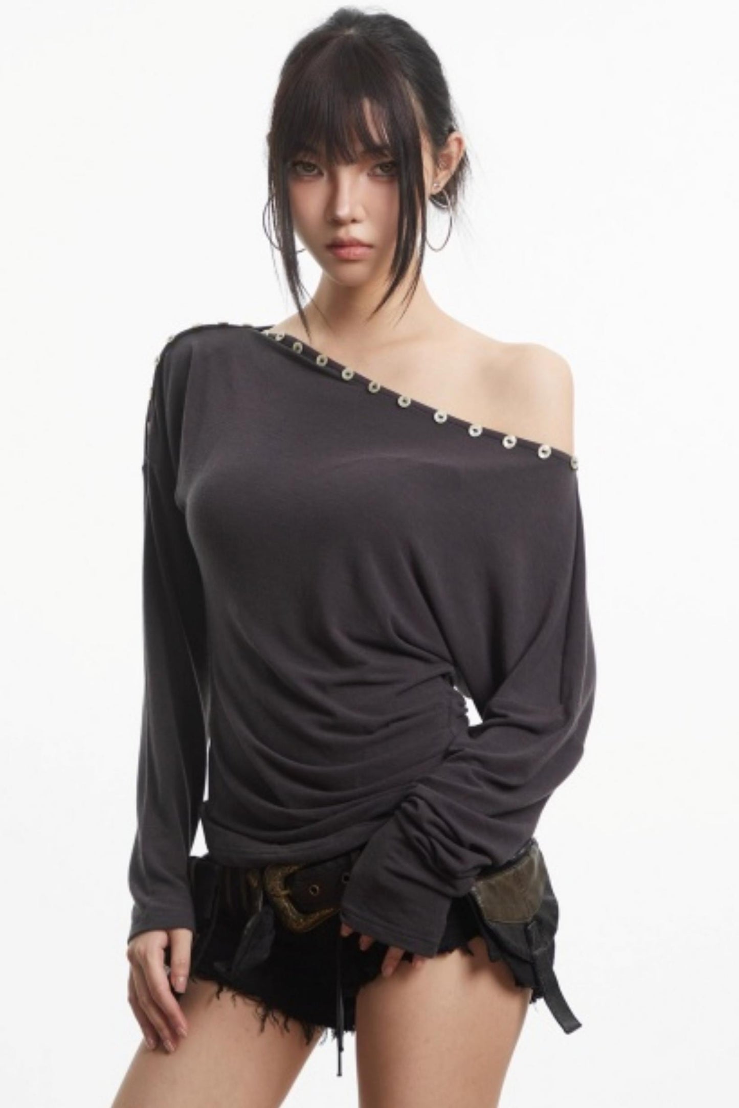 Retro Slim Off-Shoulder Top